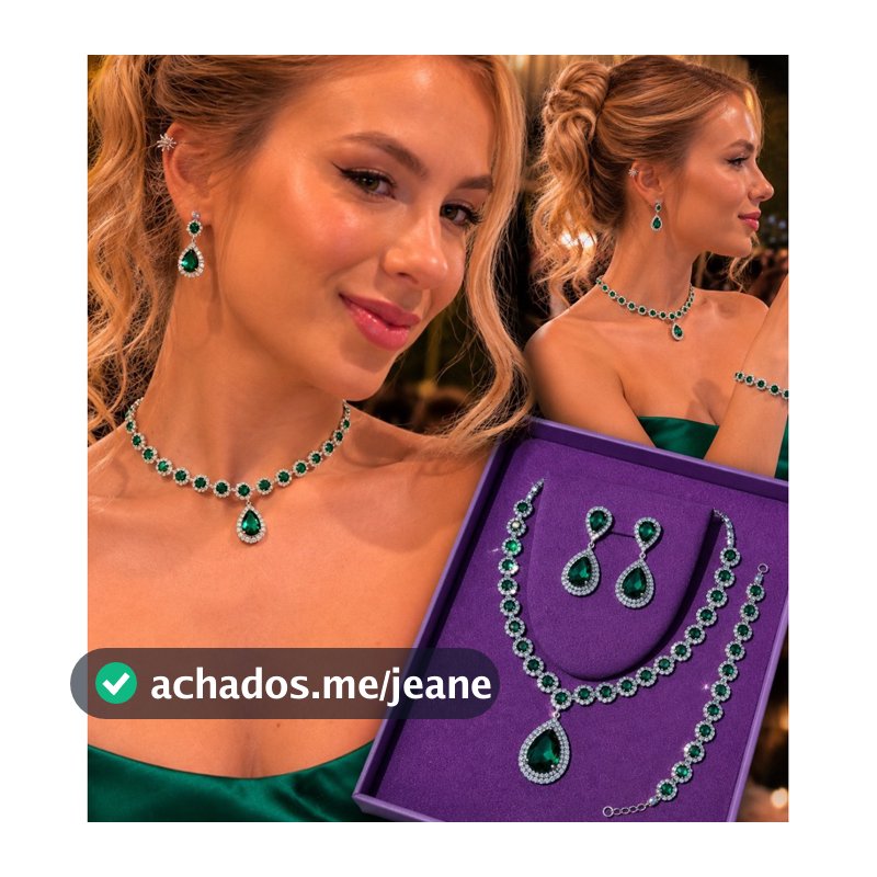 Conjunto Colar Brinco Pulseira Feminino Luxo  Zircônia Cravejado Casamento Madrinha Formatura Festas