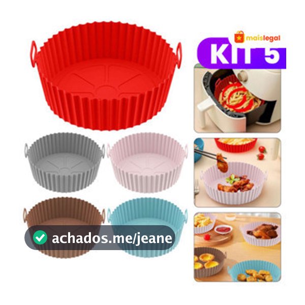Kit 5 Formas Silicone Resistente ao Calor Air Fryer Forno Microondas Lavável Durável