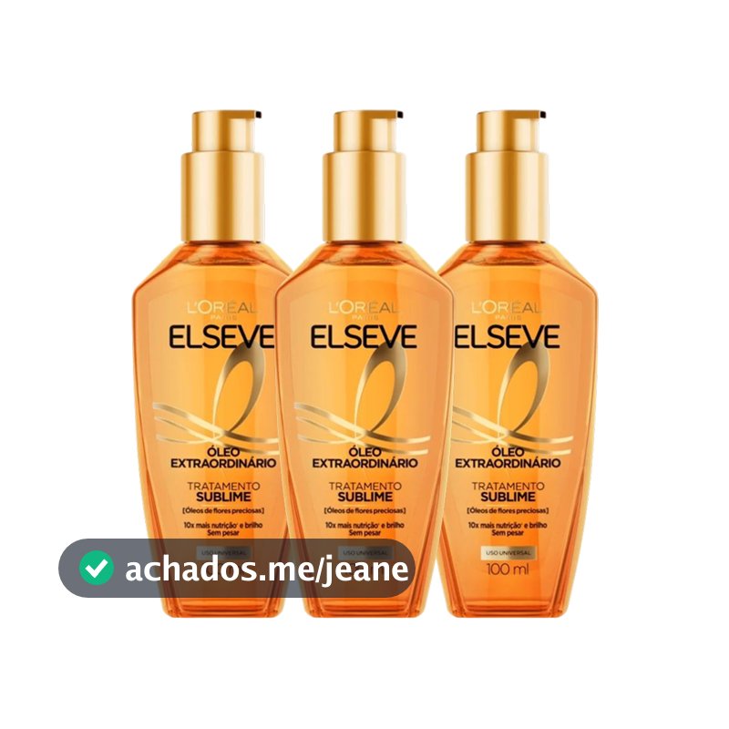 Kit 3 Óleo Capilar Elseve L'Oréal Paris Óleo Extraordinário 100ml - 3 unidades