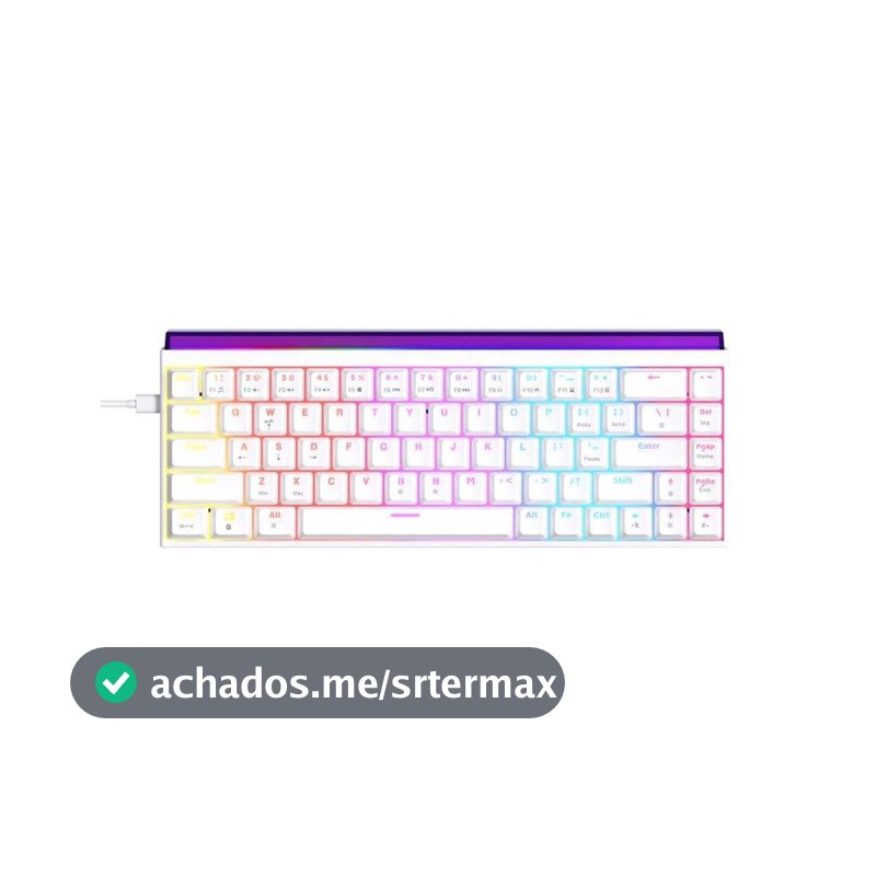 Teclado Mecânico Gamer AJAZZ NK68, RGB, Switch Red, Keycaps PBT, Hotswap, Branco - AJAZZ-NK68-W1-OEM-WH-R