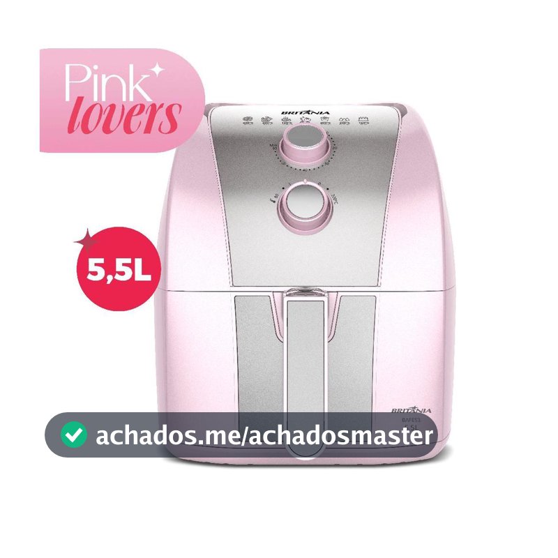 Air Fryer Rosa Britânia 5,5L Cesto Pinkstone 1500W BAFE53