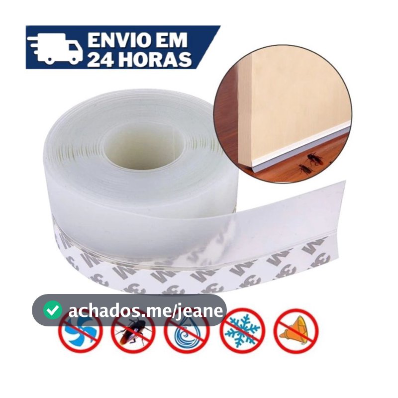 Fita Veda Fresta Porta Transparente 3m x 35mm Pivotante