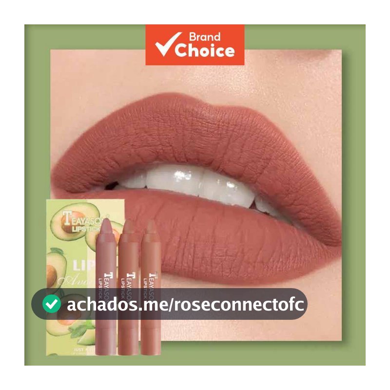 Conjunto de 3 Batons de Longa Duração: Não Transfere, Brilho Labial Hidratante, Tons Nude