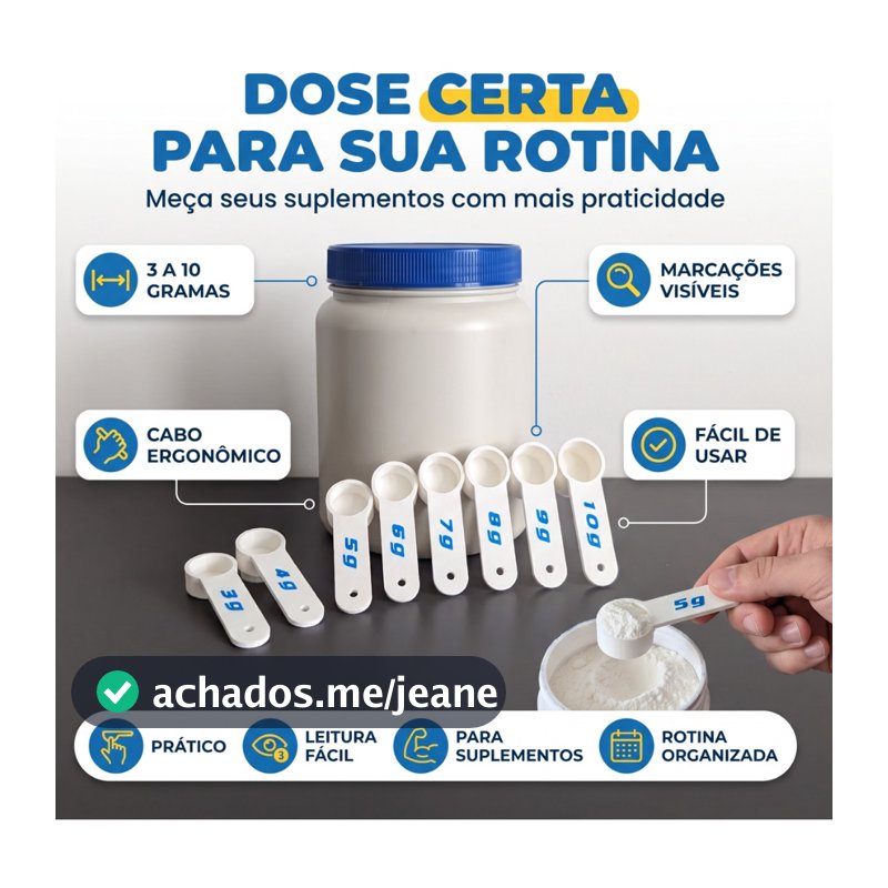 Kit Dosador Creatina 3g 4g 5g 6g Com Nivelador Colher Medidora Precisão Scoop Suplemento Fitness