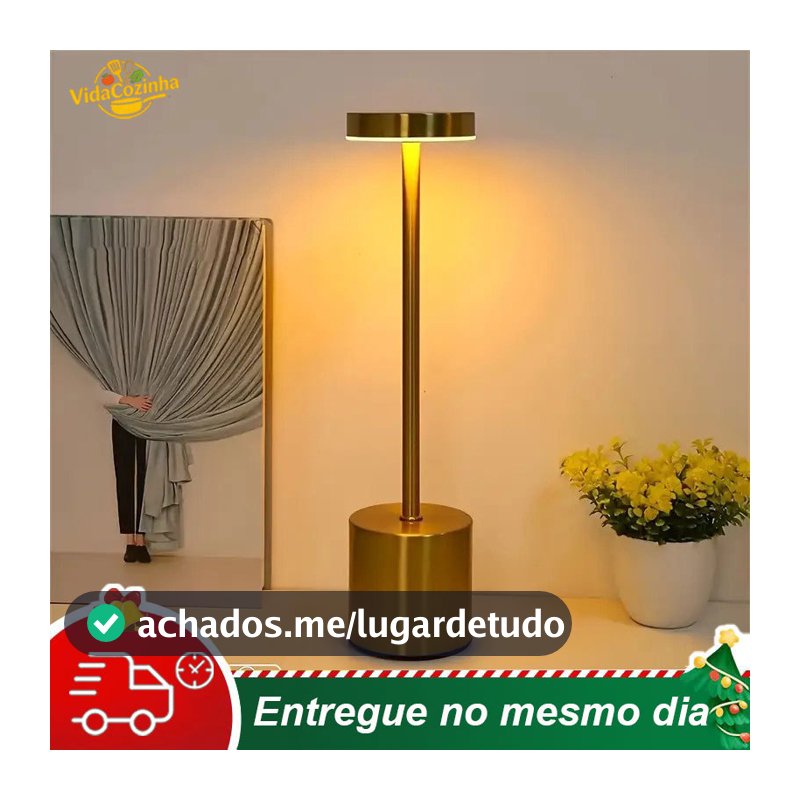 Luminária Abajur de Mesa Candeiro Dumbbell Touch de Quarto Luxuosa 3 Tons de Led