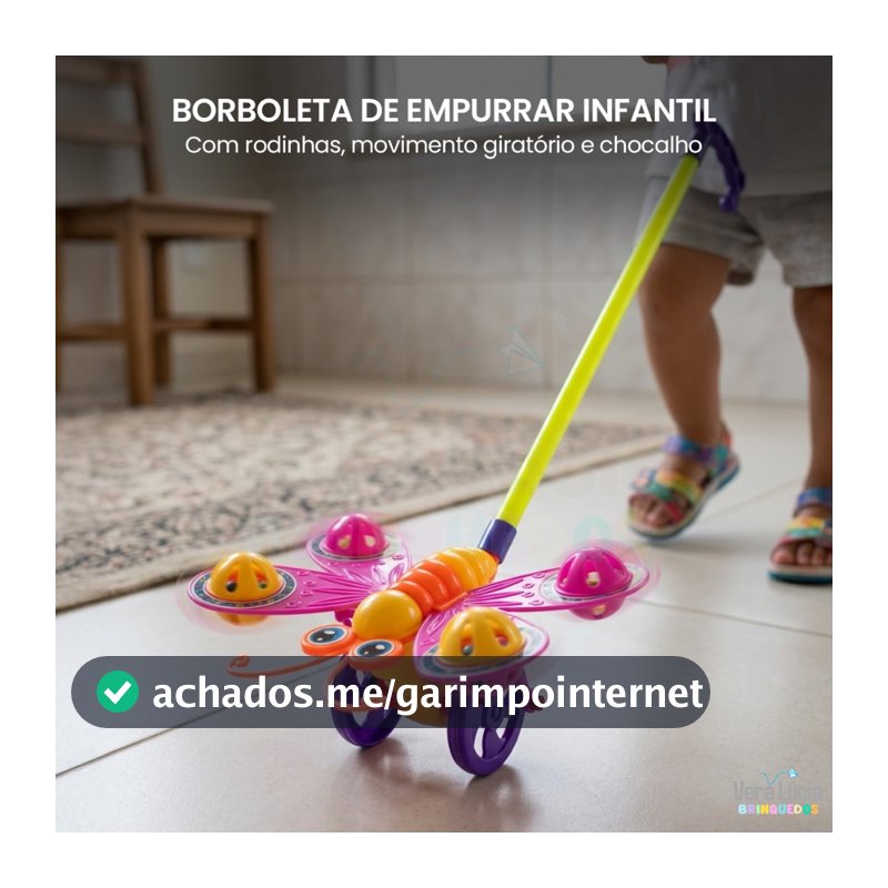 Brinquedo Primeiros Passos Bebe Borboleta De Empurrar Infantil Com Rodinhas Som Para Andar Brincando
