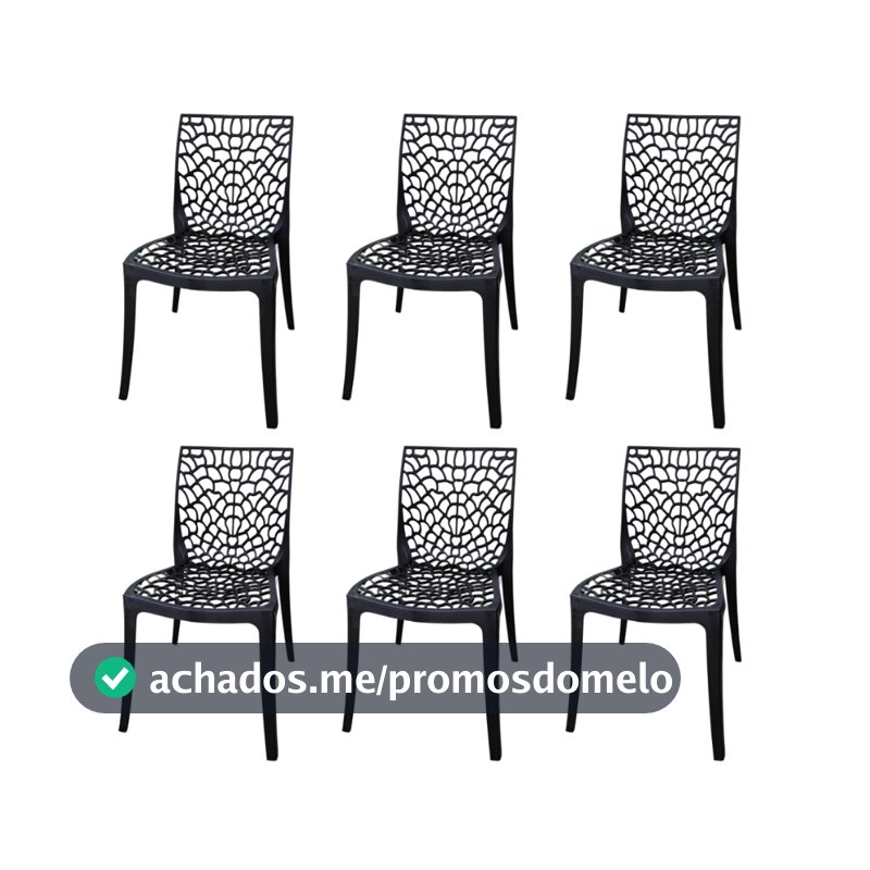 Kit 6 Cadeiras Gruvyer  Cadeira Jantar Polipropileno Resistente 140 KG c/ Inmetro Entrega Rapida