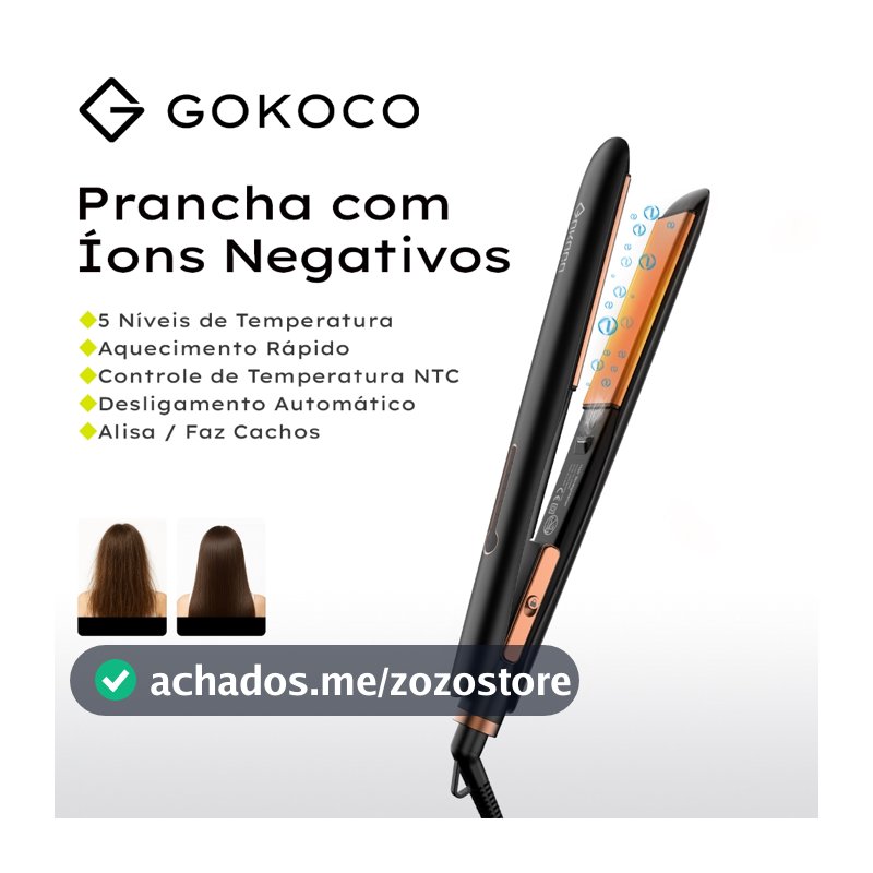 GOKOCO Alisador De Cabelo De lons Negativos Desligamento Automático Aquecimento Rápido Controle De Calor NTC Liso/Cachos
