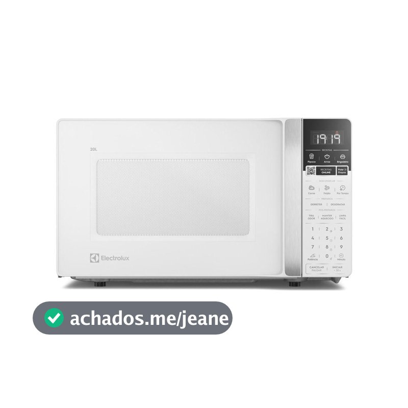 Micro-ondas Electrolux Efficient 20L Branco Função Descongelar e Receitas Pré-Programadas (ME20B)