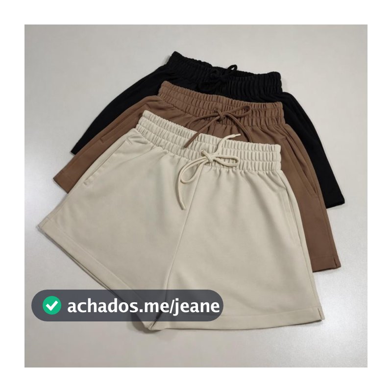 Kit 3 peças  Short Feminino Moletinho Elástico na Cintura De Algodão Com Bolso Laterais