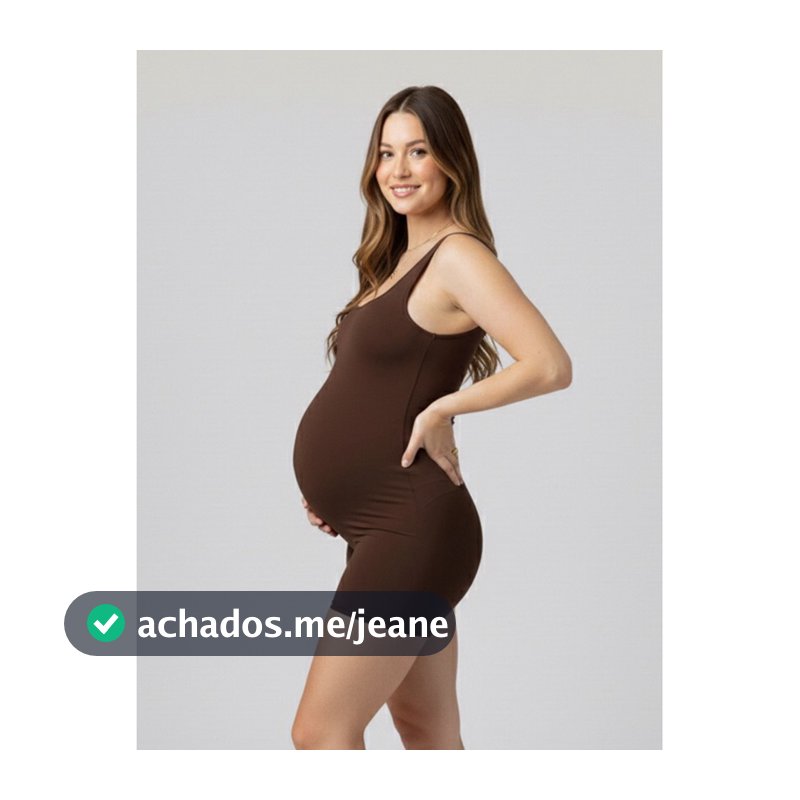Macaquinho Feminino Casual Gestante Confortável Suplex Gravidas Pós Parto Slim Alta Compressão