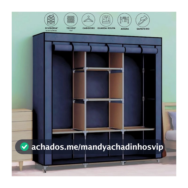 Guarda Roupa Portátil Desmontável Organizador Prático Solteiro e Casal