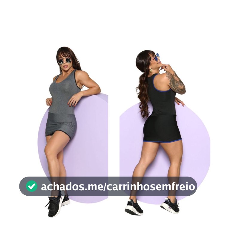 Kit 2 Macacão Curto Com Saia Suplex Feminino Fitnes Academia