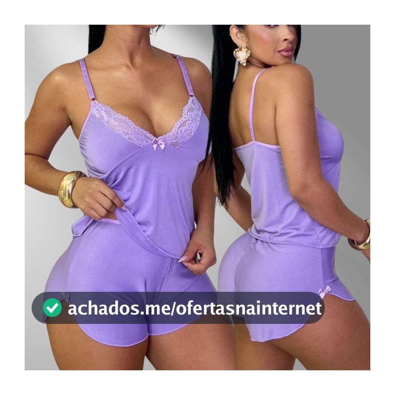 Pijama Baby Doll Malha Fria Tecido Fresquinho Roupa De Dormir Lingerie Confortável  Molinho  Sensual Renda