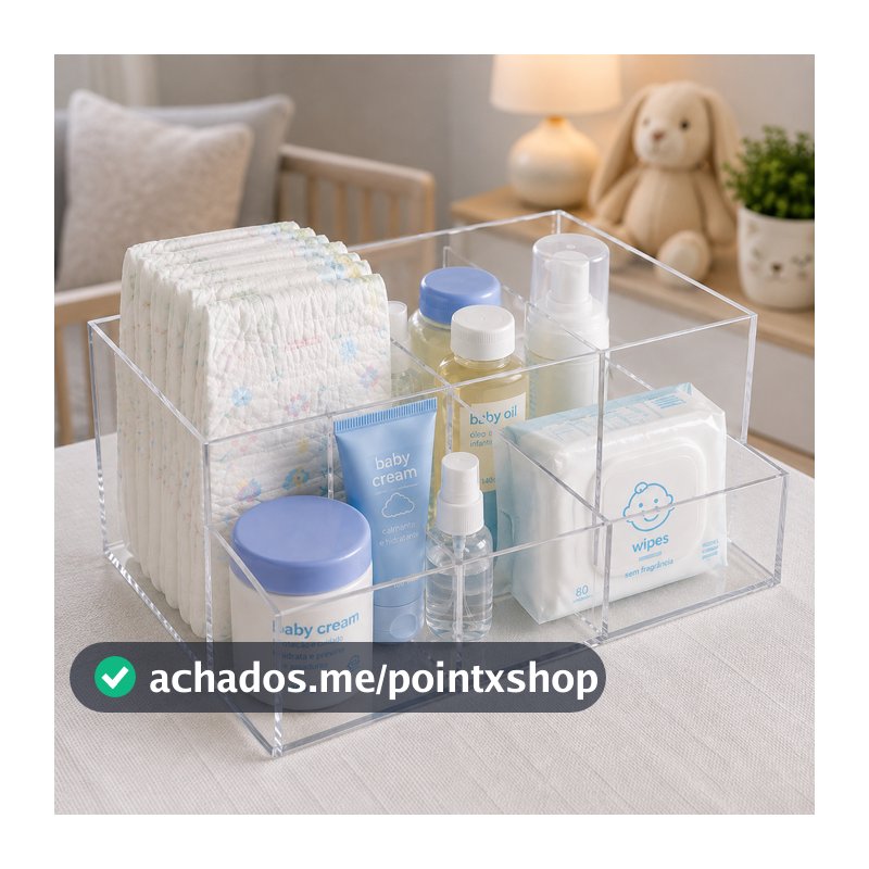Organizador De Maternidade Bebê Acrílico Transparente Porta Fraldas Trocador Lenço Umedecido Com Divisória