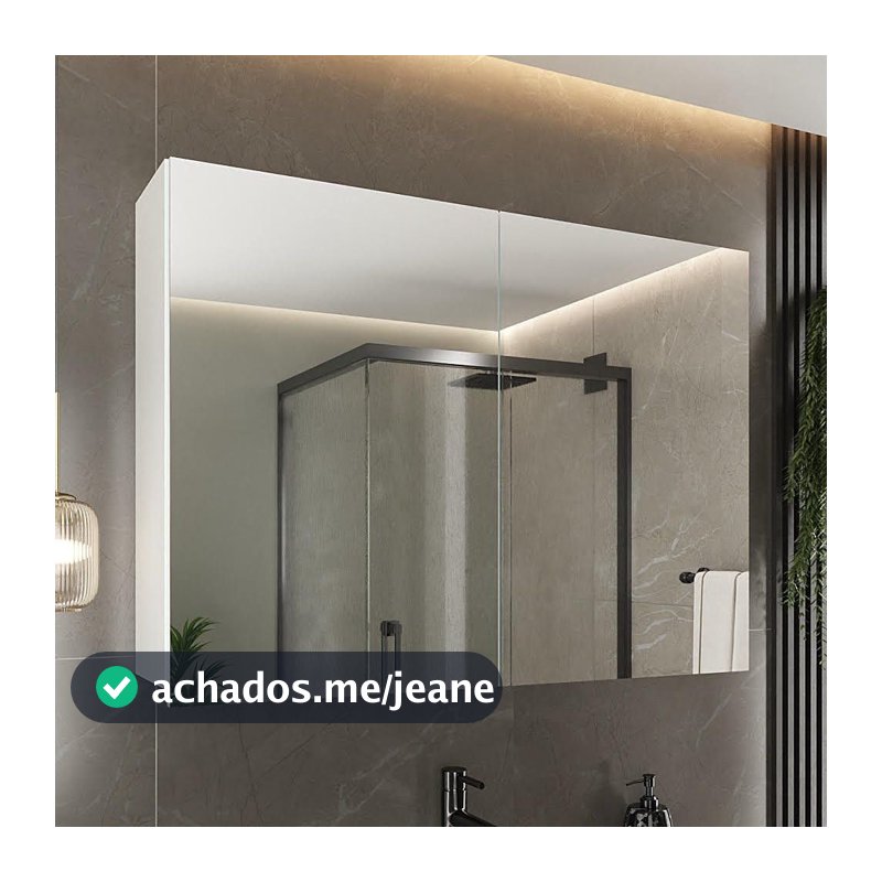 Espelheira para Banheiro 2 Portas 2 Prateleiras Malbec Branco Branco