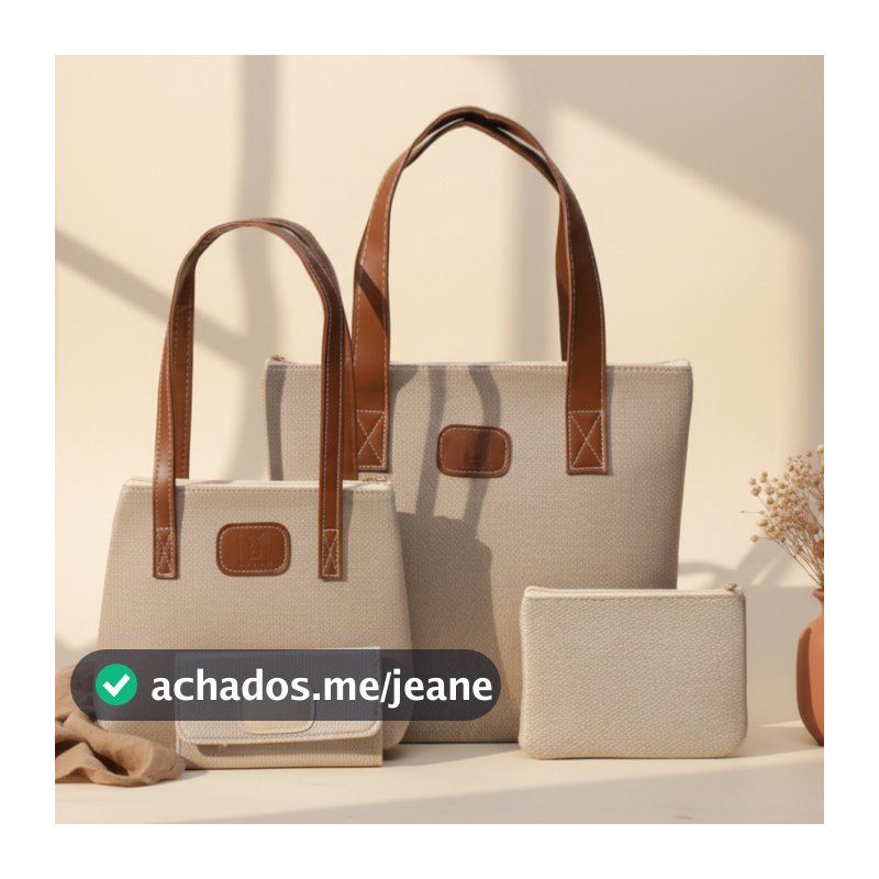 Bolsa Feminina Kit Sacola Bag + Mini Tote + Carteira + Necessaire 4 Peças