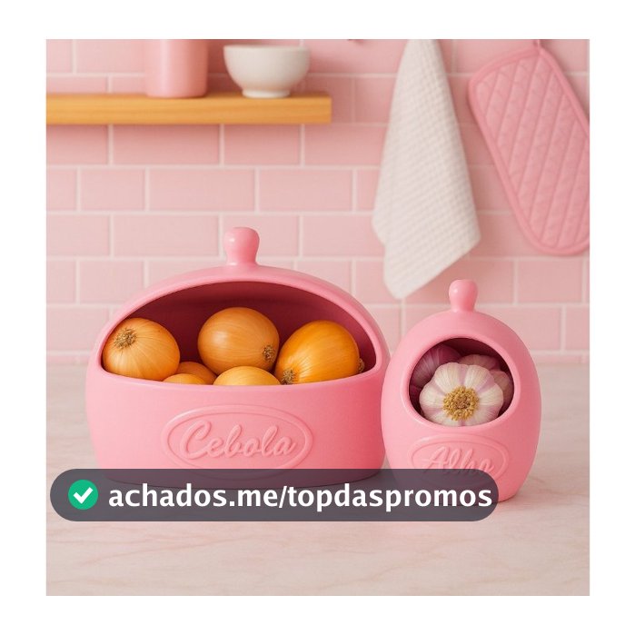 LANÇAMENTO Kit Condimentos Cebola Alho Feitos Cerâmica Rosa Claro Cozinha Mesa