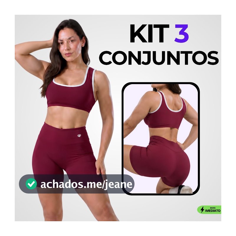 Kit 3 Conjuntos Fitness Feminino Academia Short e Top Zero Transparência Suplex Roupa de Treino Ginástica Corrida