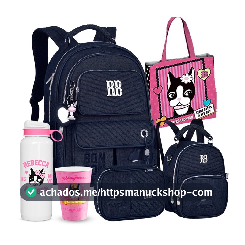 Kit Mochila Escolar Rebecca Bonbon Mochila Estojo Box Lancheira Térmica Copo RB