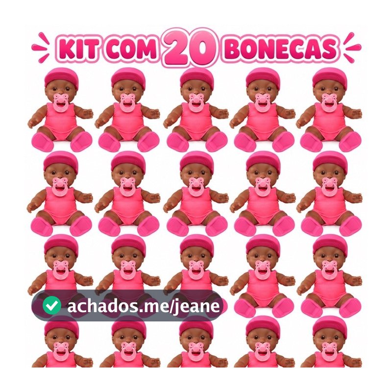 Kit 20 Bonecas Bebê 20cm com Chupeta Rosa – Boneca Infantil para Lembrancinha