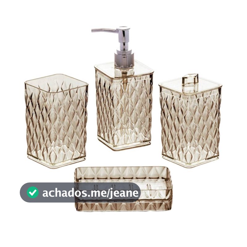 Kit Banheiro Conjunto 4 Peças Plasútil Completo Acrílico Decoração Banheiro Kit Banho Glamour Lavabo