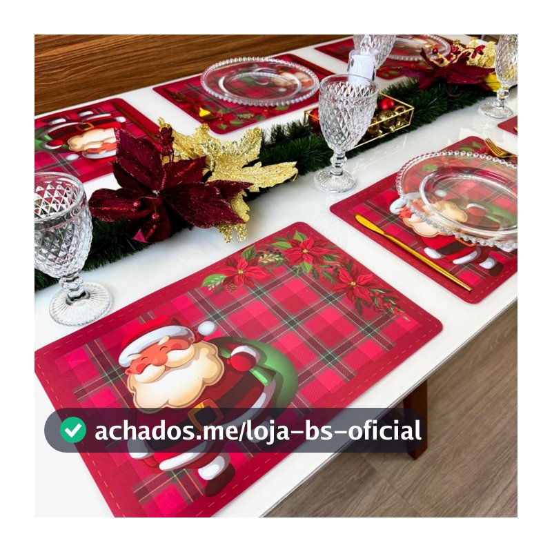 Jogo Americano Natalino Mesa Posta Kit com 2, 4, 6, 8, 10 ou 12 peças