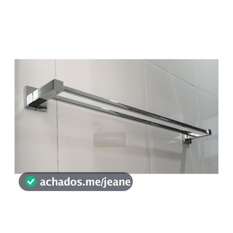 Porta Toalhas para banheiro com Barra Dupla 100%  Metal acabamento Cromado designer Quadrado