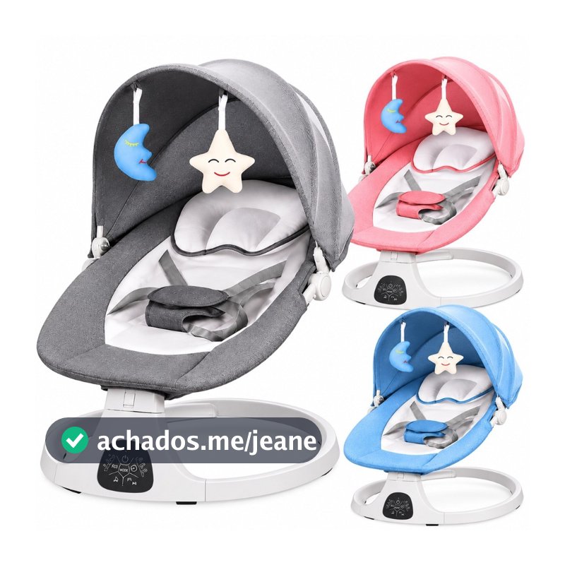 Cadeira de Balanço Elétrica para Bebê Musical com Bluetooth e Mosquiteiro Cadeirinha Descanso Timer