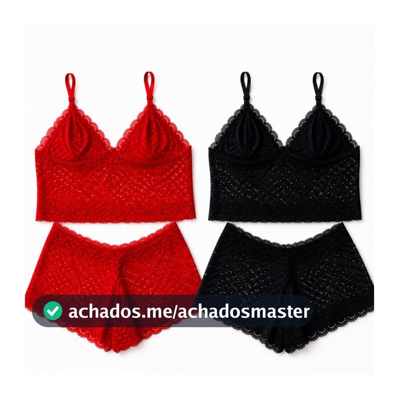 Conjunto Renda Espera Marido Lingerie Com Forro Alcinha Sensual Feminino Adulto Caleçon Moda Íntima