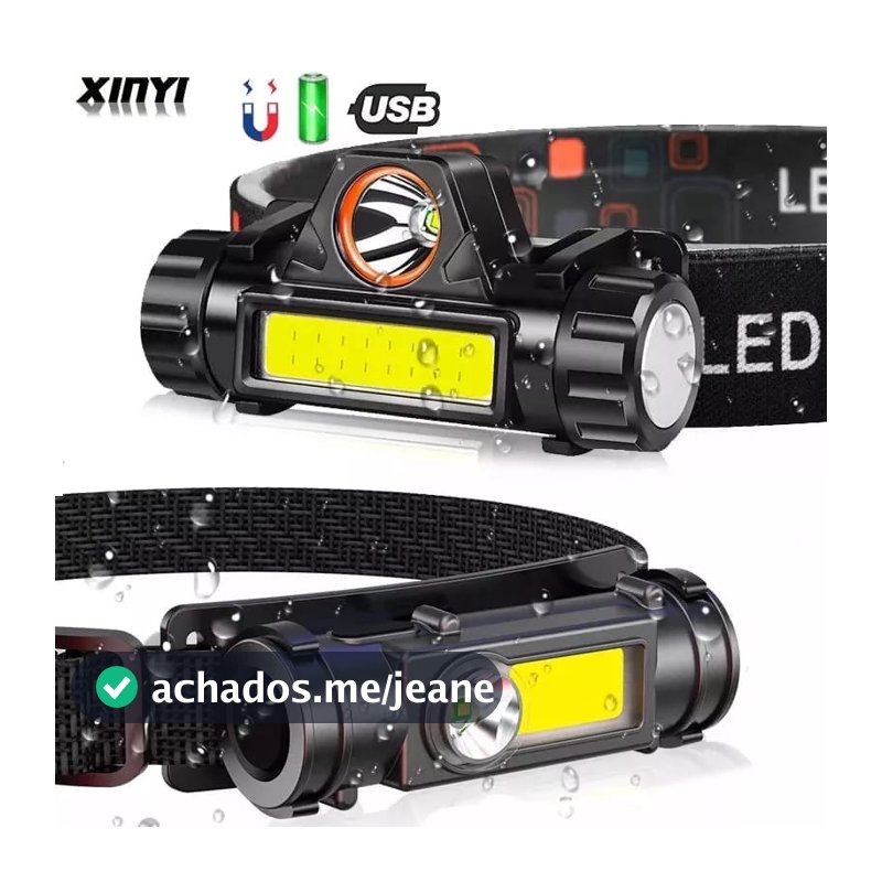 Lanterna de Cabeça LED Super Brilhante | Recarregável USB | Ideal para Mecânicos, Pesca e Caminhão COM IMÃmt101