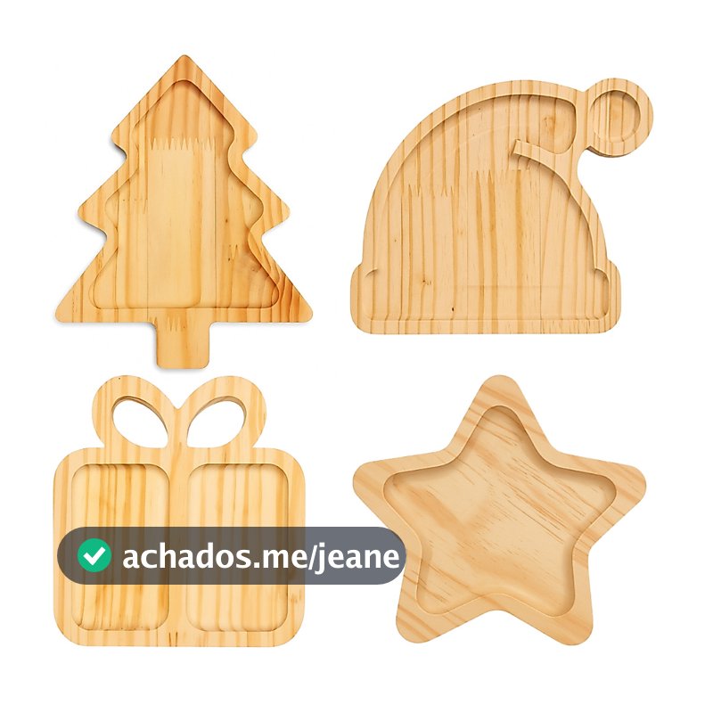 Kit Tábua Petisqueira Natal Para Decoração de Mesa Posta Natalina Pinheiro Estrela Gorro