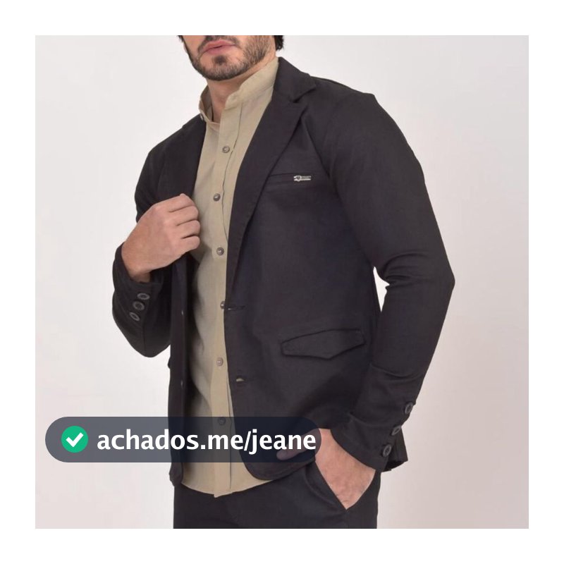 Blazer Slim de Sarja Premium Masculino Alfaiataria Esporte Fino Elastano 2 Botões Corte Italiano Casual Elegante Paletó
