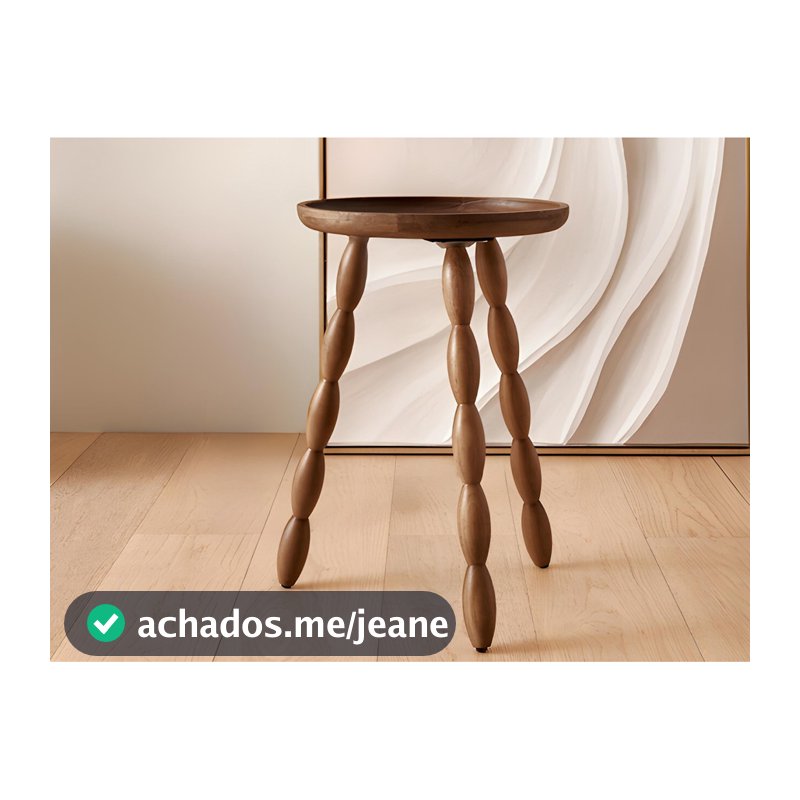 Mesa Decorativa Redonda De Canto Sala Em Madeira Natural Grande Rústica Boleada Multiuso Rústica