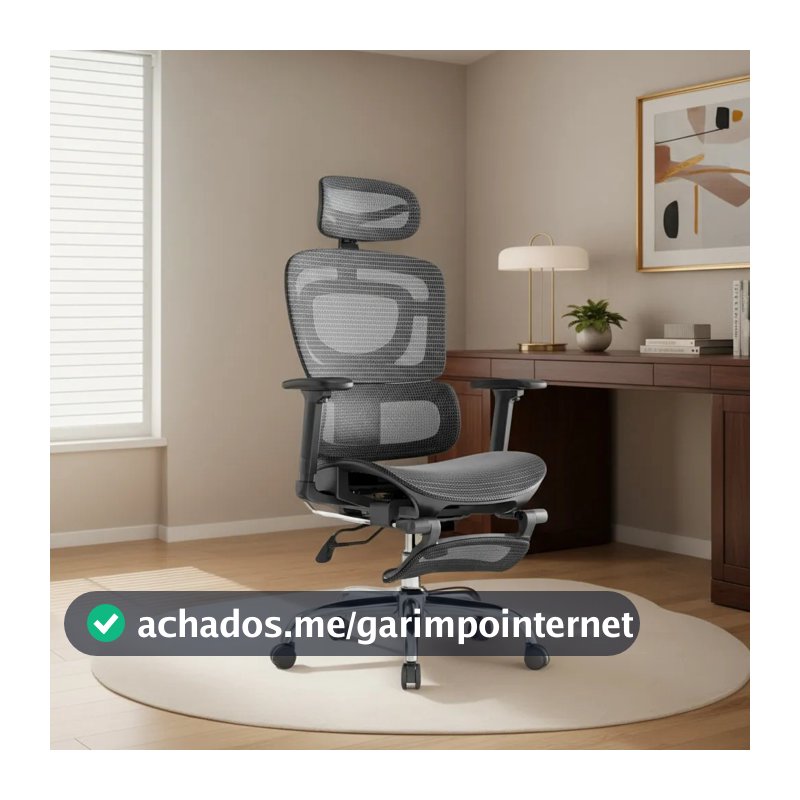 Cadeira Escritório Ergonômica Mônaco BT07/WT07 Luvinco Malha Respirável Lombar Adaptável Apoio Pés