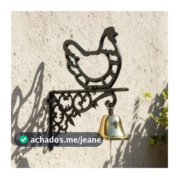 Sino de Parede Galinha Estilo Farmhouse Metal Fundido Clássico Decorativo Jardim e Porta