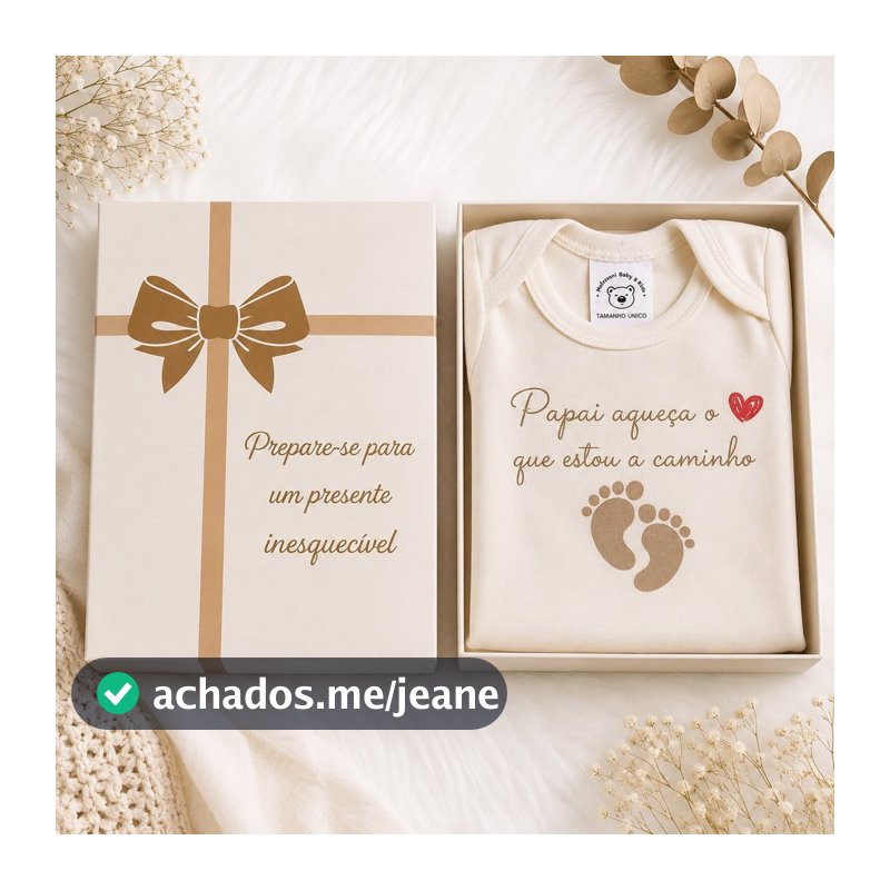 Caixinha Revelação de Gravidez com Body Personalizado – Presente para Anunciar a Chegada do Bebê