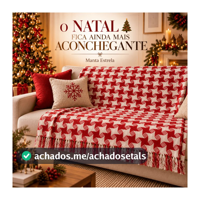 Manta Para Sofá Natal Estrela / Tambaba Luxo Gigante  100% Algodão Protetor Decoração de Natal