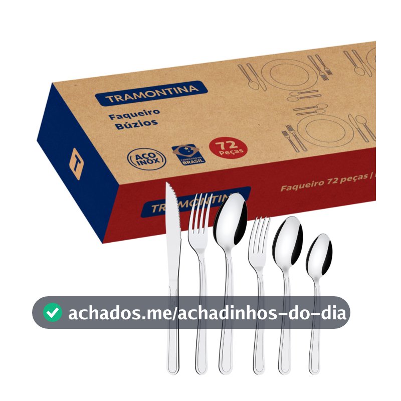 Faqueiro Tramontina Aço Inox Facas Churrasco Búzios 72 Peças