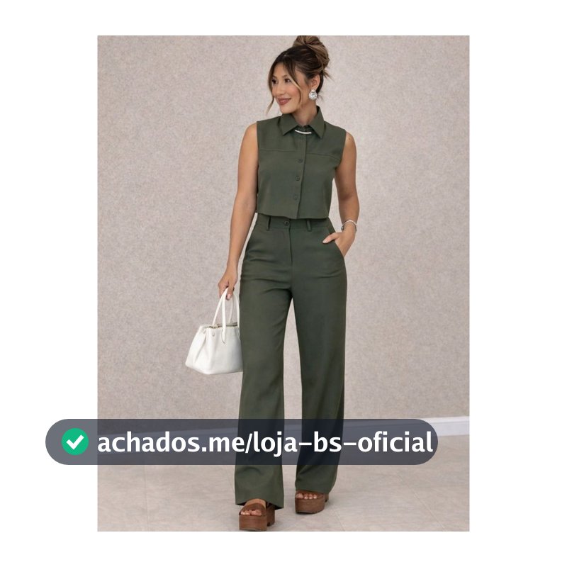 Conjunto Alfaiataria Calça E Colete Feminino Cintura Alta Elegante Social