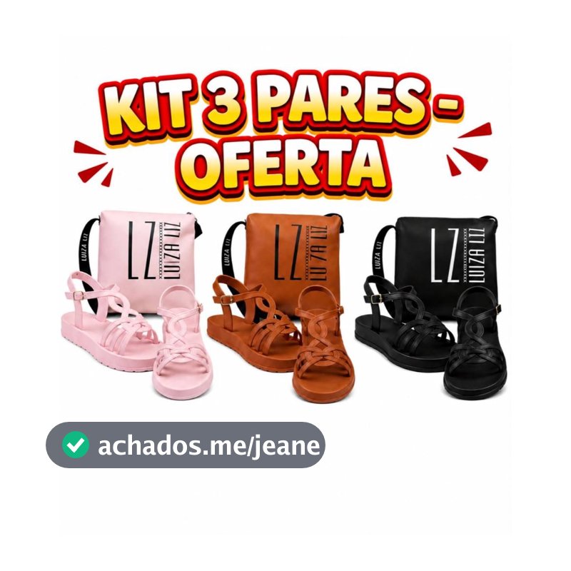 Kit 3  Pares Sandalias Feminina - Conforto, Estilo e Economia com Bolsa