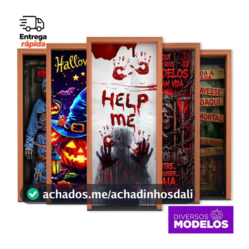 Capa De Porta Halloween Decoração Terror Dia das Bruxas Veste Porta Sublimado Em Tecido 0,80x2,10m