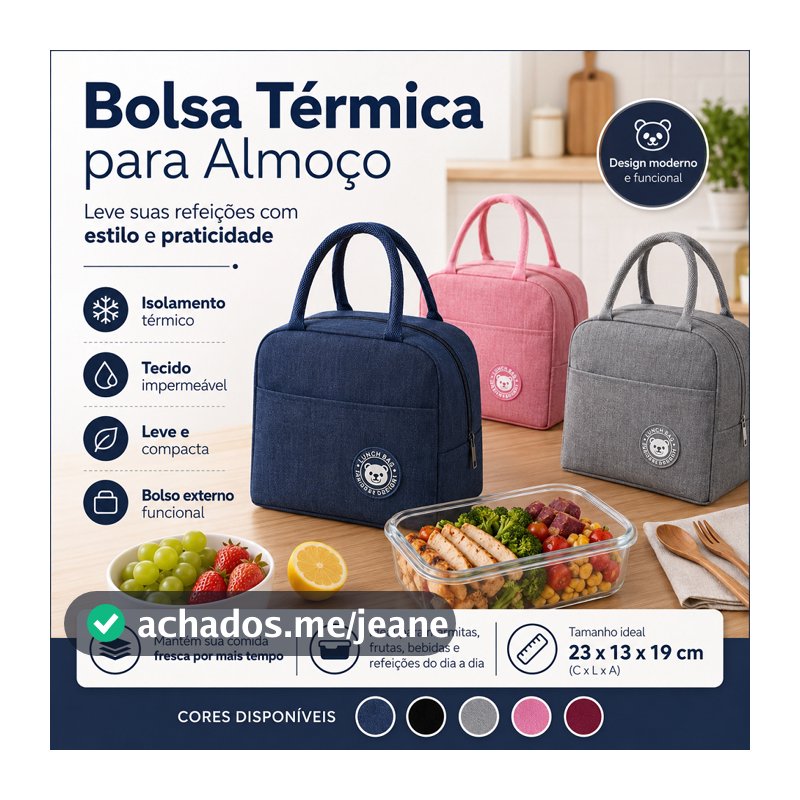 Lancheira Térmica com Revestimento Anti-Óleo e Impermeável, Bolsa de Mão para Viagem e Piquenique, Prática