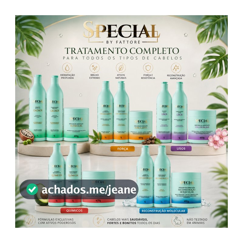 Kit Shampoo 1L Condicionador 1L e Máscara Capilar - Tratamento com Ativos Poderosos Fattore Special