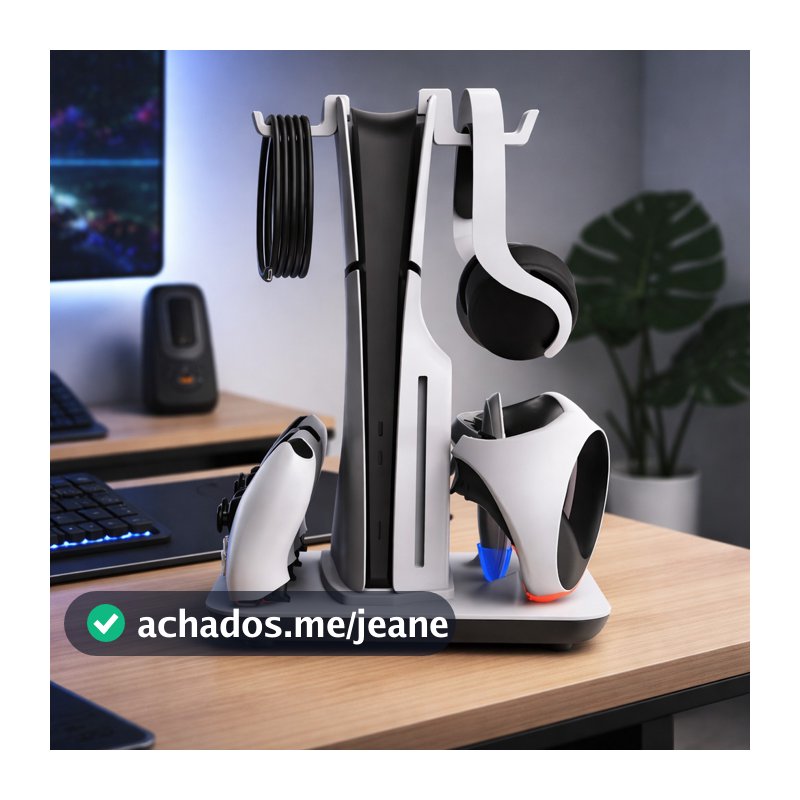 Suporte Vertical PS5 com Refrigeração Cooler e Base Carregadora Controle VR PT5-3550