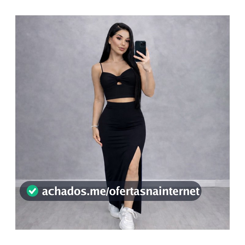 Conjunto Feminino Ou Cropped Nó e Saia Longa Tubinho Suplex