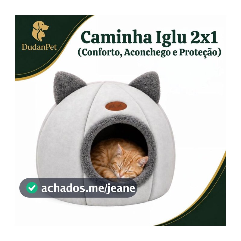 Caminha Cama Toca Iglu Gatos e Cães Quentinha Lavável Confortável DudanPet