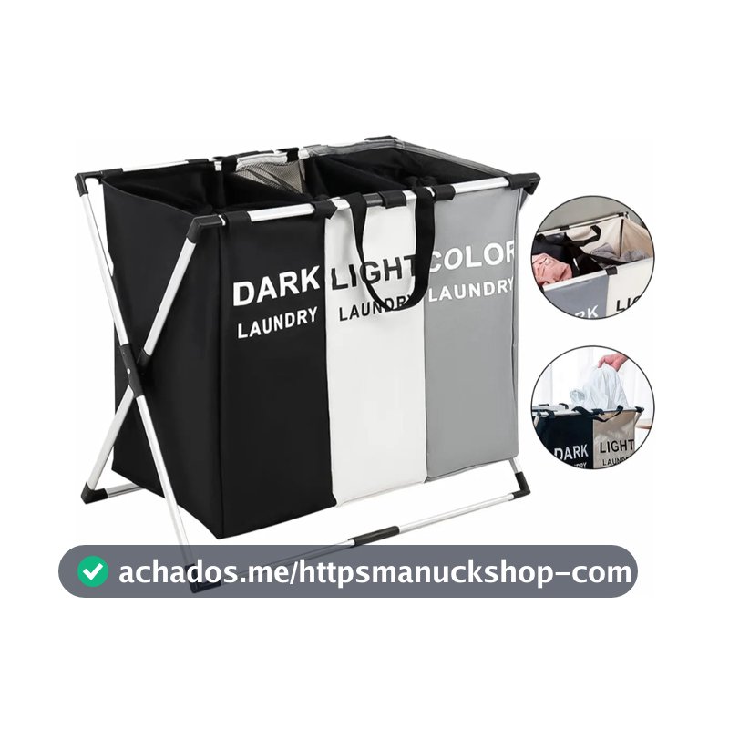 Cesto Roupa Suja 3 Divisórias Organizador