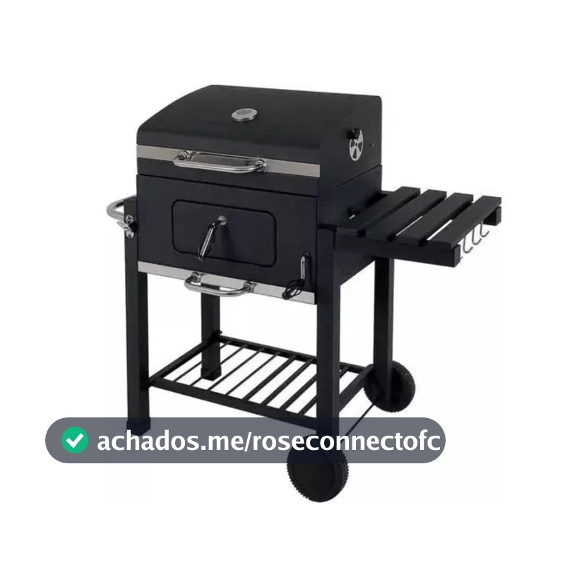 Churrasqueira a Carvão Gourmet Móvel com Mesinha Lateral Grelha Esmaltada Termômetro