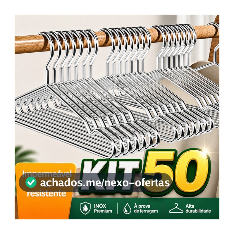 Kit 50/40/30/20/10 Cabides Para Roupas Em Aço Inoxidável Reforçados Antiferrugem Resistentes